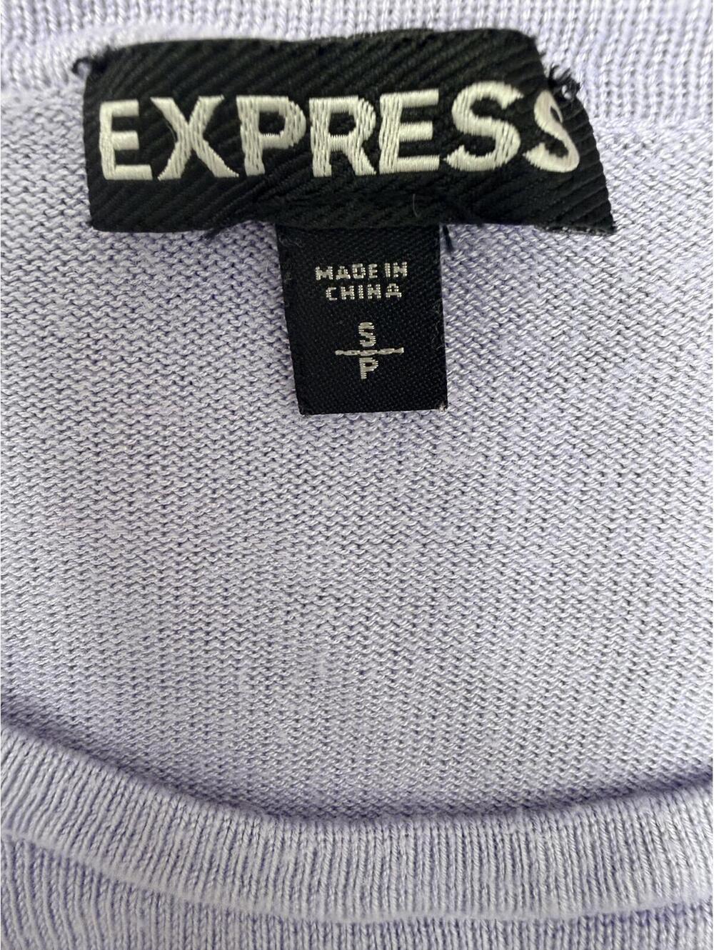 Express Lavender Layered Hem Sweater with Sheer Detail - Picture 5 of 5